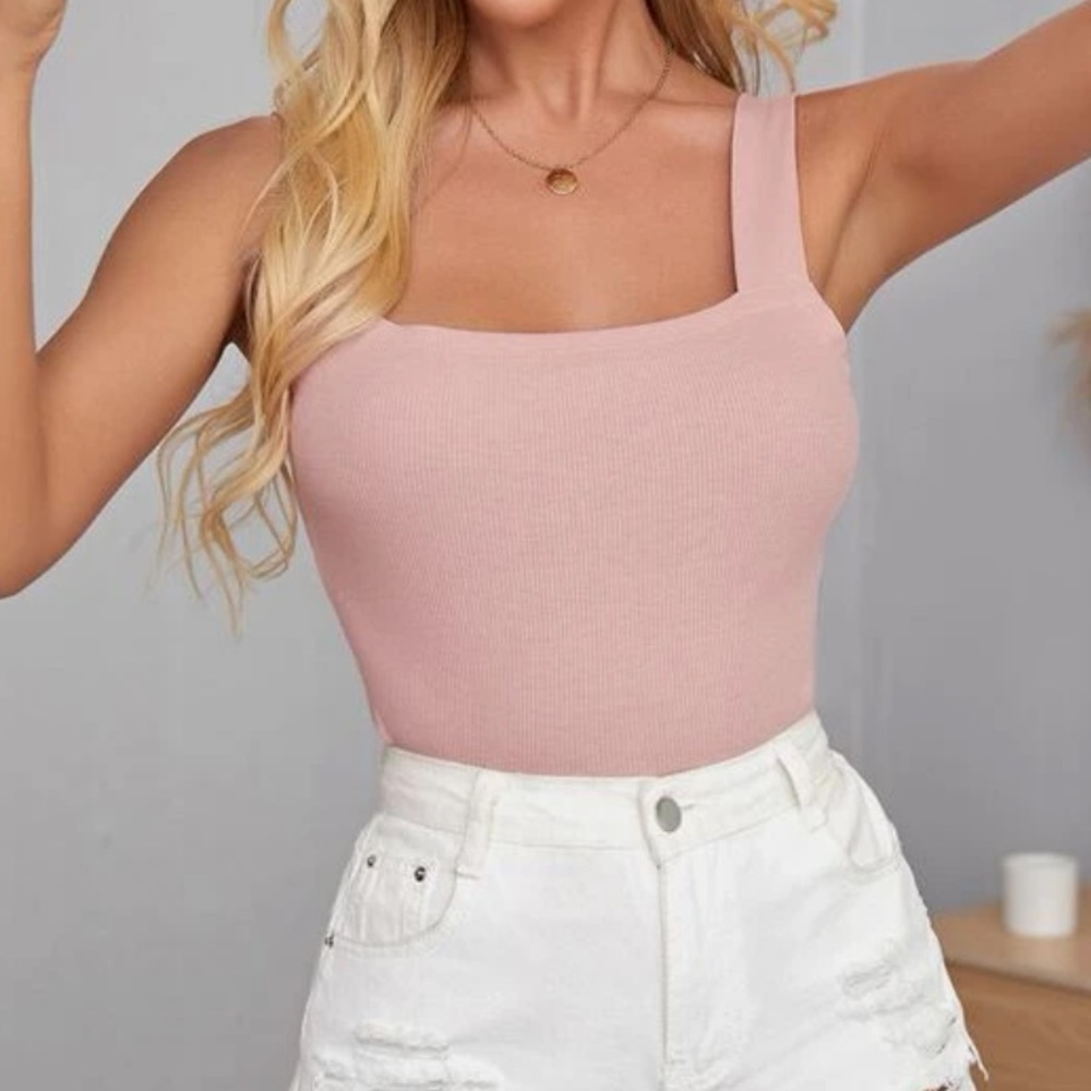 SHEIN unity solid rib-knit tank top